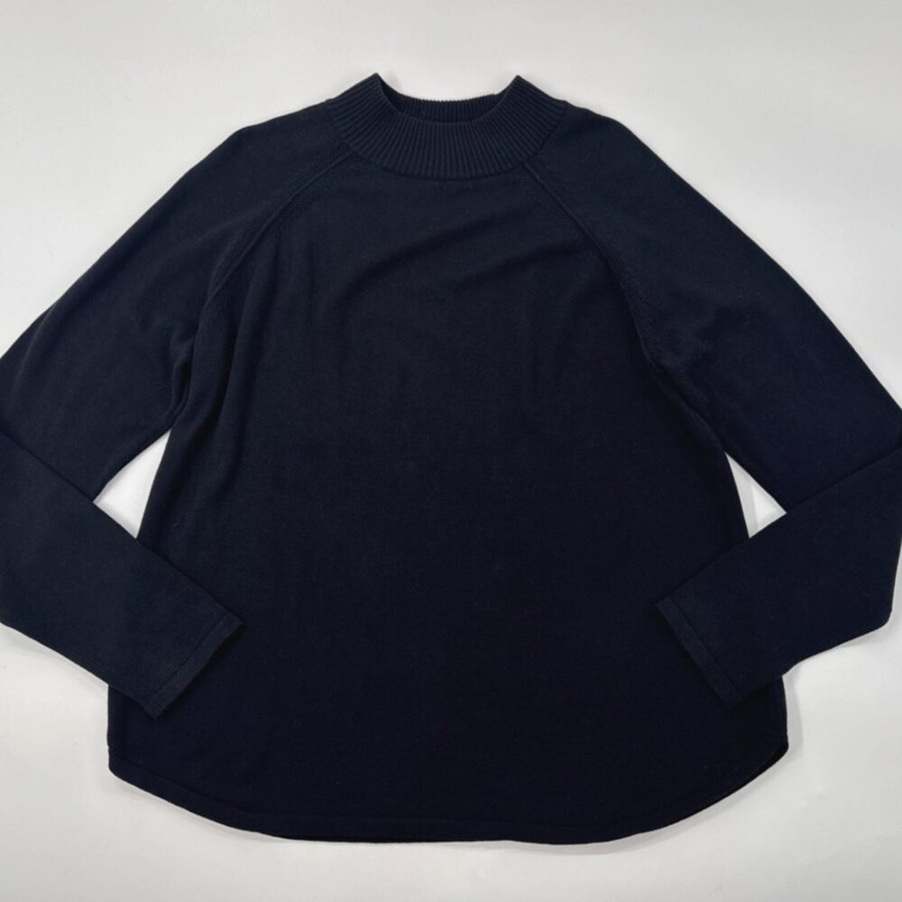 Kim Rogers Sweater Womens Large Black Mock Neck Relaxed Fit Knit Cotton Winter - Picture 2 of 11